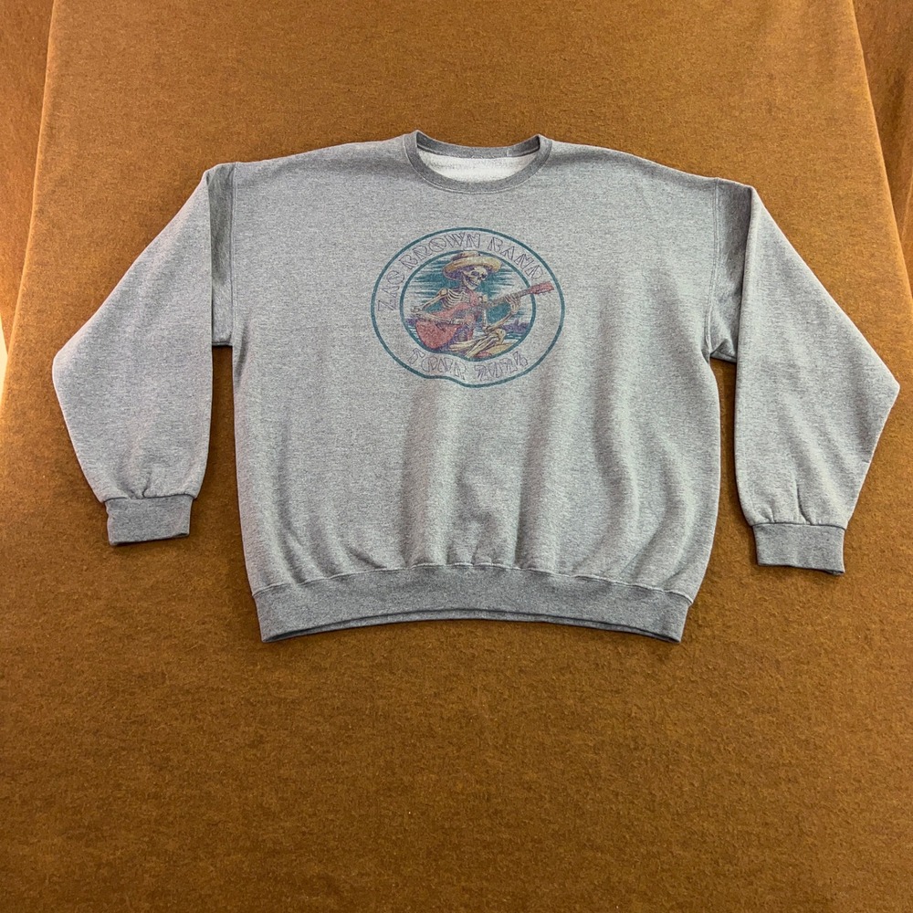 Zac Brown Band Mens XXL Gray 2016 Tour Skeleton Guitar Graphic Sweatshirt